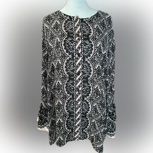 Bob Mackie Black and Pink Artistic Button up Shirt